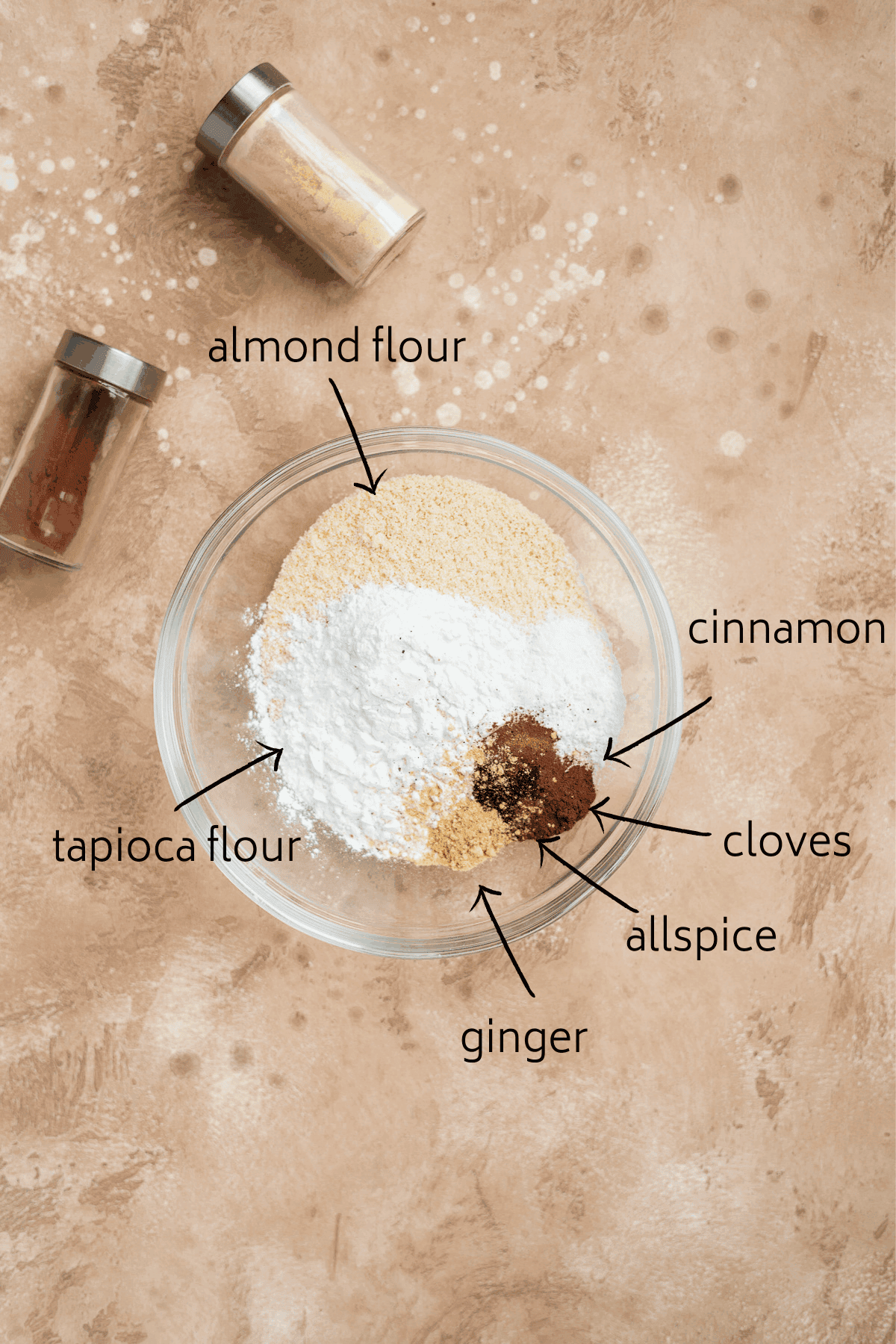 Overhead view of the ingredients included in the recipe for Soft and Chewy Ginger Snap Cookies.  