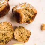 Lemon poppy seed muffins on parchment paper