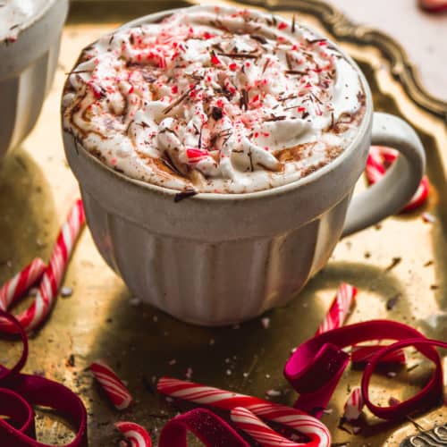 Skinny peppermint mocha with whipped cream on top.