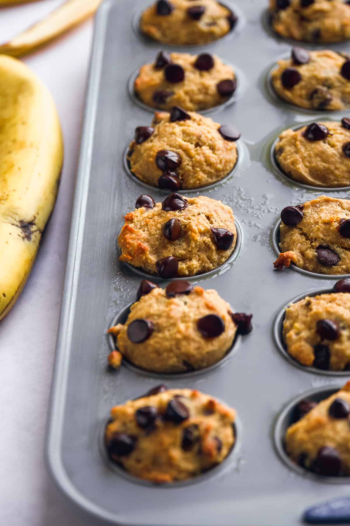 Muffins baked in a min muffin pan.