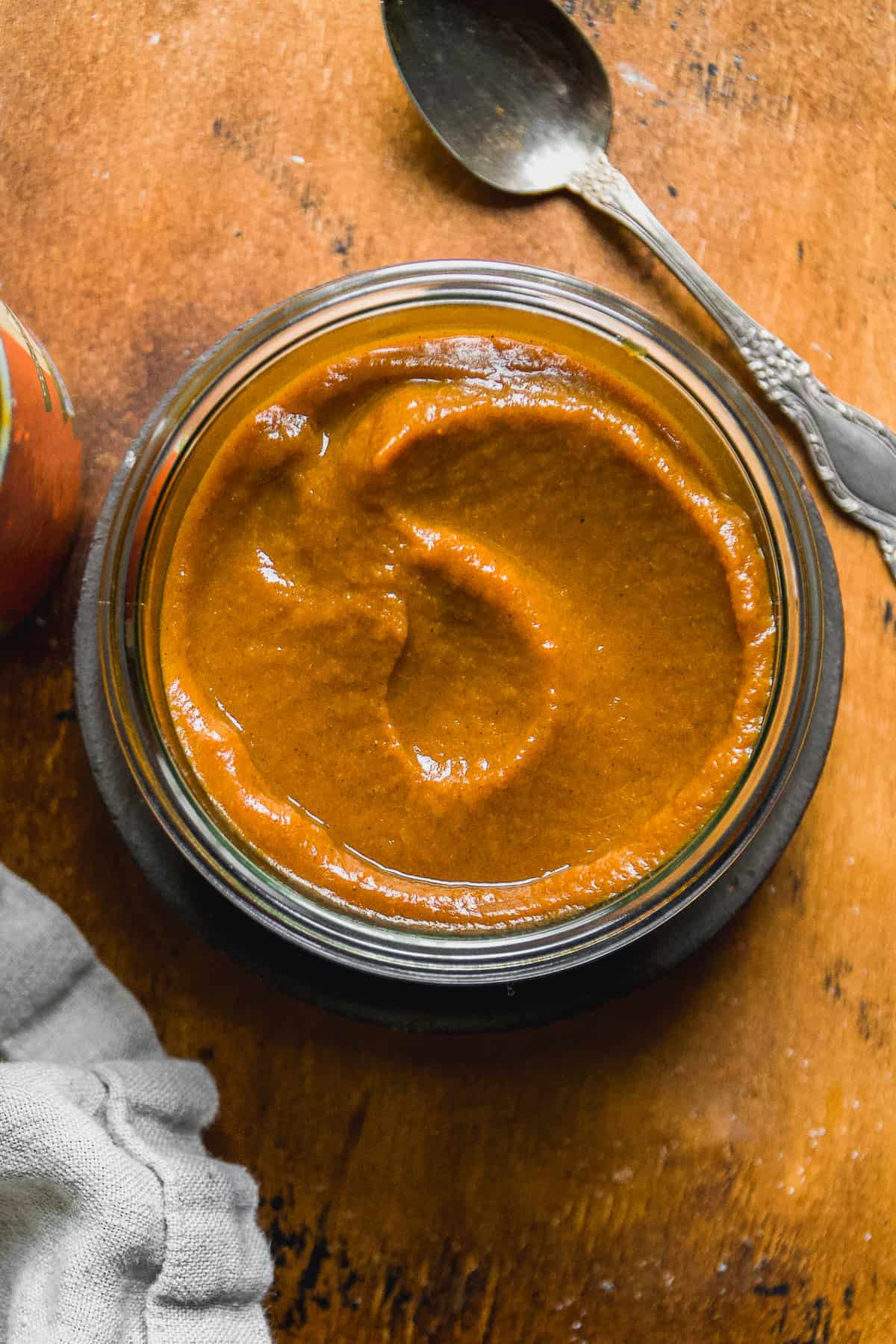 Jar of pumpkin butter.