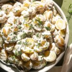 Healthy potato salad with a dill yogurt sauce.