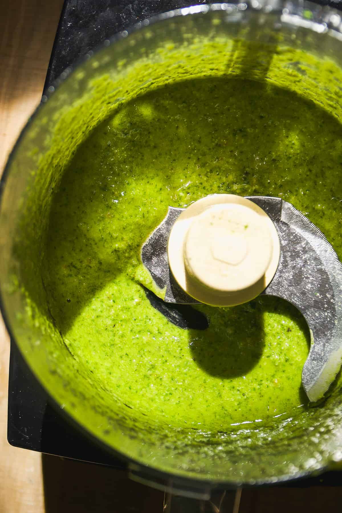 Dairy free pesto in a food processor.