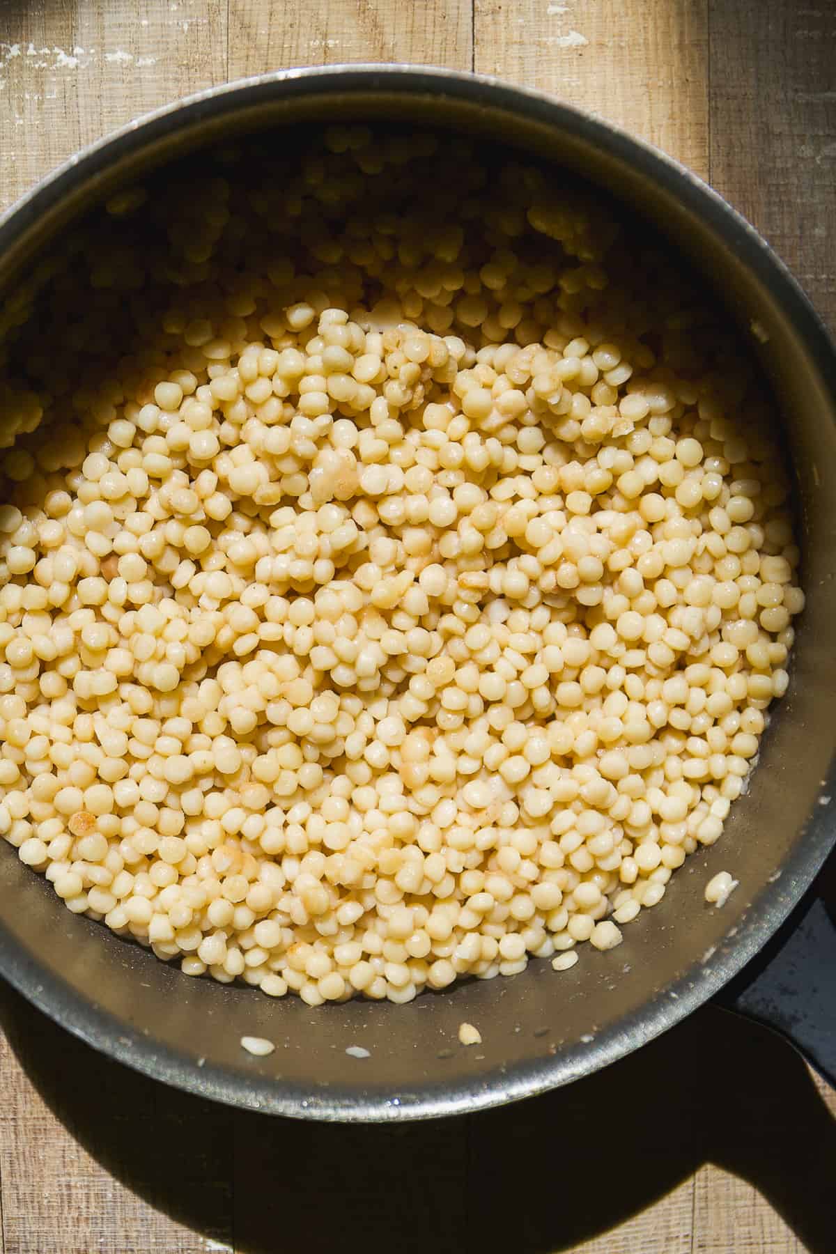 Couscous cooked in a pot.