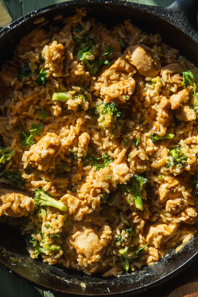 Overhead view of Chicken and Rice Casserole