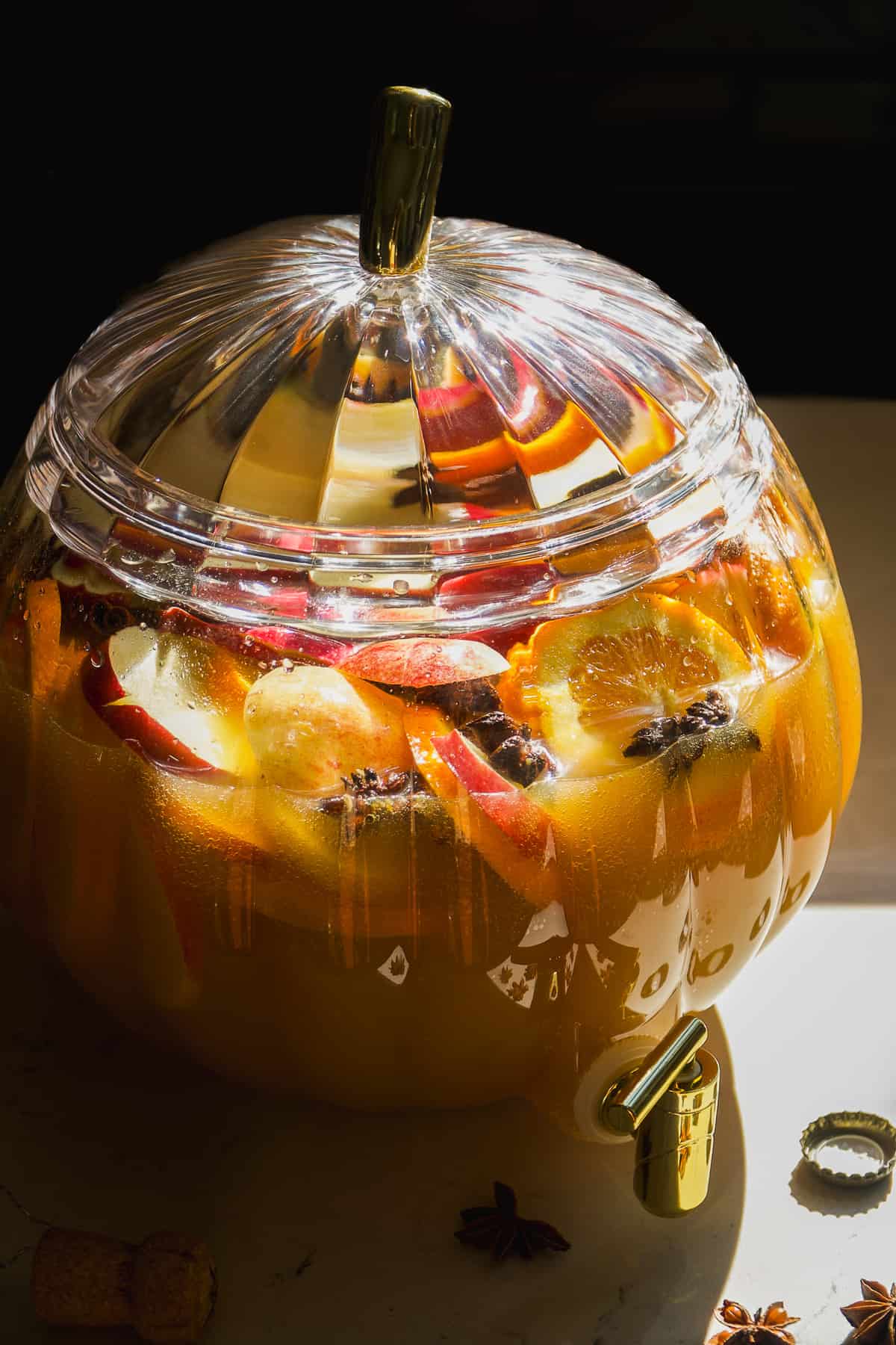 Pumpkin punch bowl with spiked apple cider.