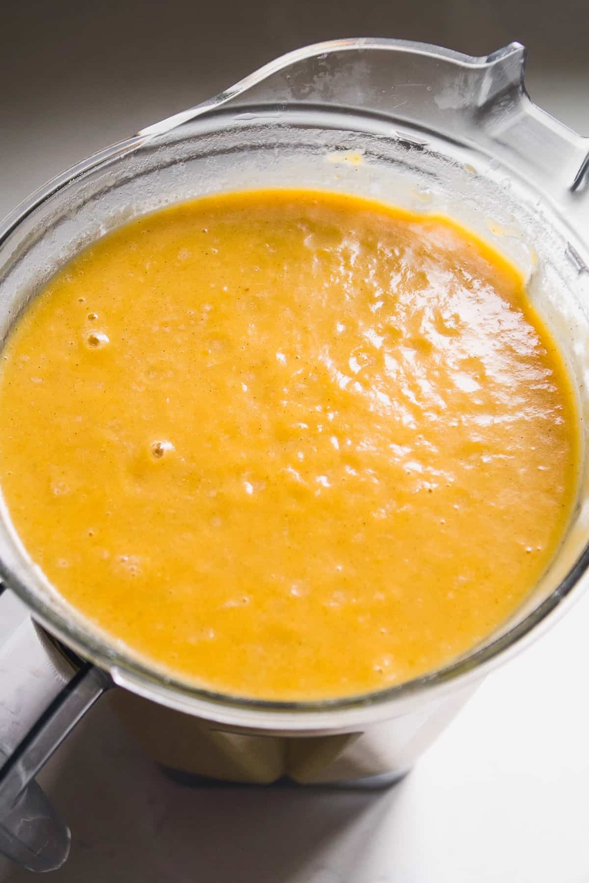 Blender with butternut squash soup.