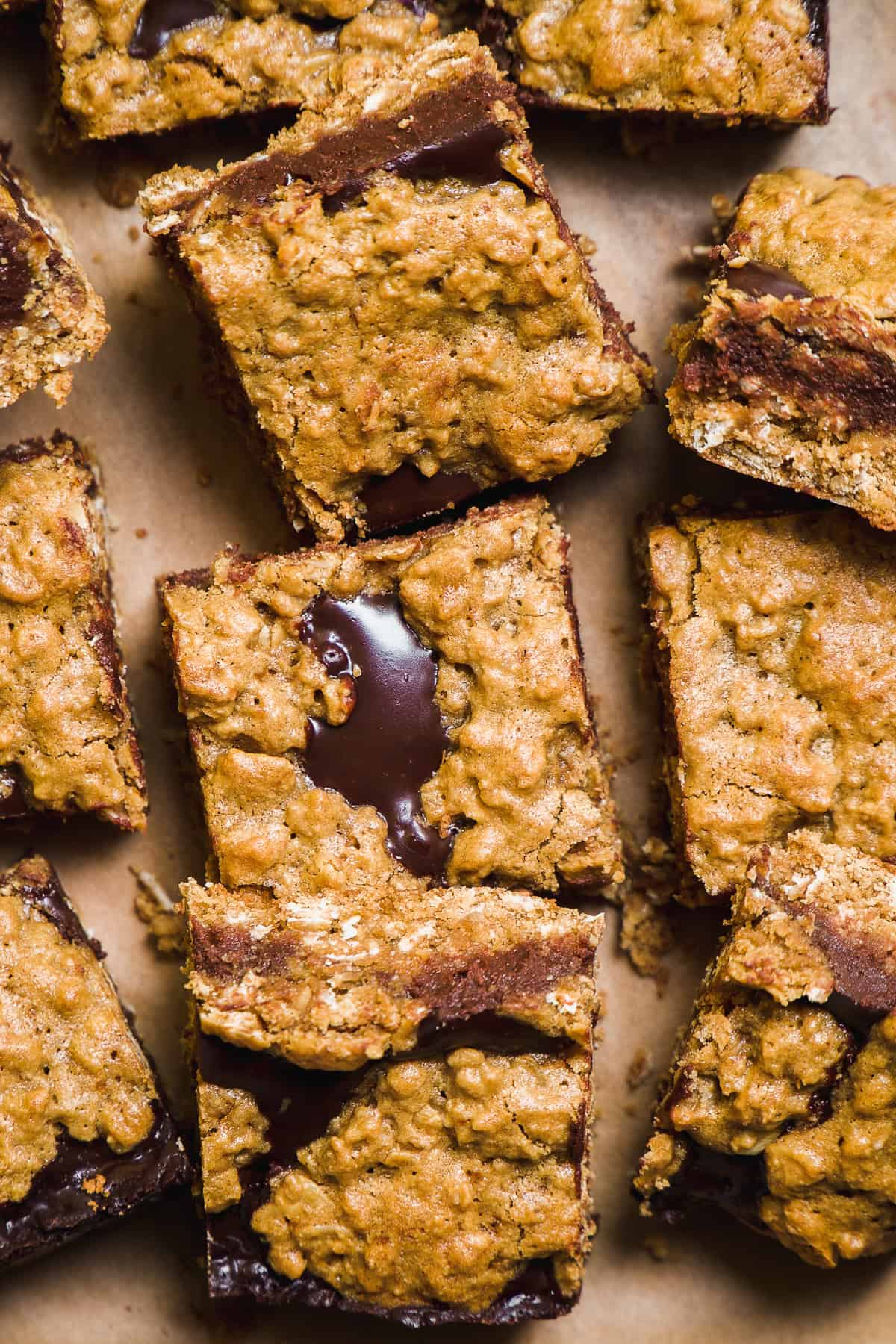 Dessert bars scattered on a counter top.
